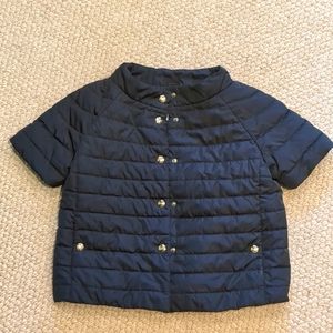 Herno Emilia snap front short cap sleeve puffer jacket navy blue s. 12 kids